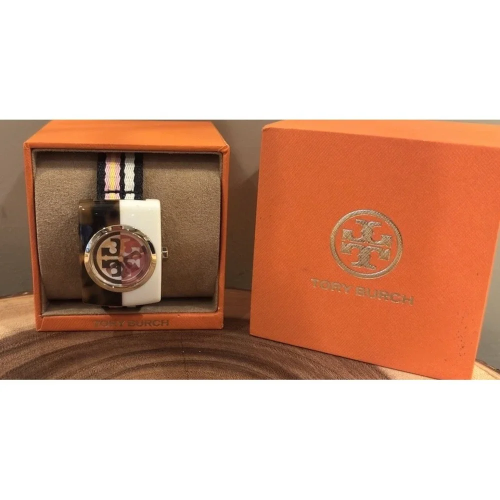 Tory Burch Women's Izzie Watch New In Box  Navy Blue Tortes And White Face